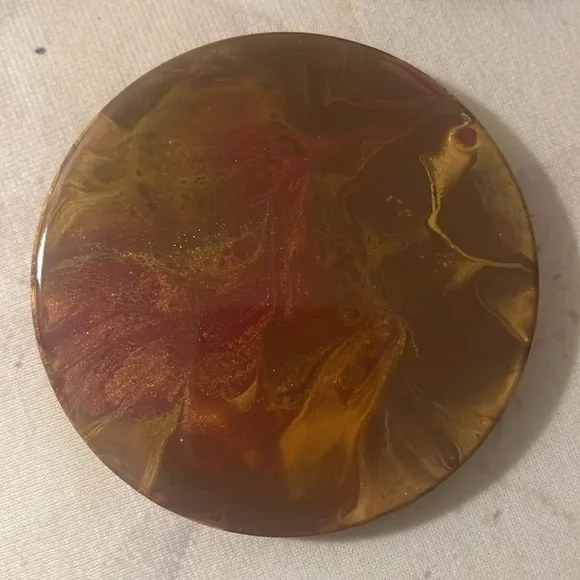 Handpoured Ceramic/resin coaster set - Picture 3 of 6